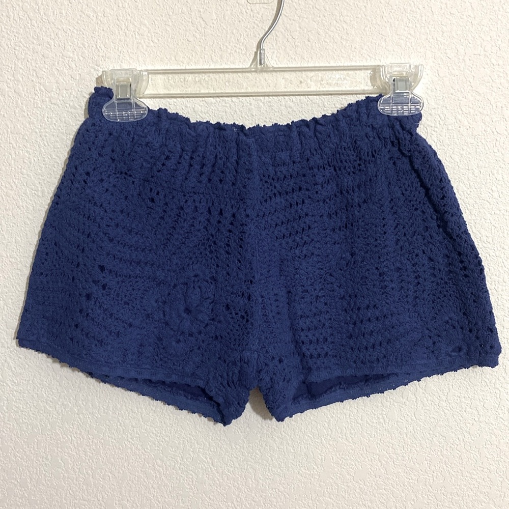 NWOT RAGA Women's Hand-Crochet Shorts BLUE Size S